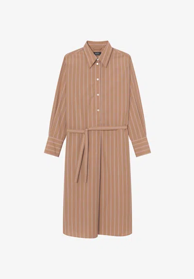 A.p.c. A. P.c. Long Shirt Dress 34 Beige