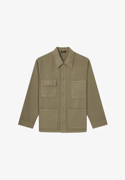 A.p.c. A. P.c. Loone Sizee-fit Overshirt-jacket L Emerald Green