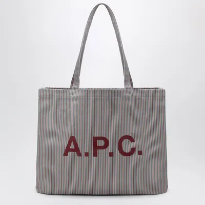 A.p.c. A. P.c. Lou Large Striped Cotton Tote Bag In Gray