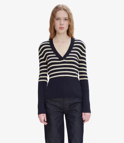A.p.c. A. P.c. Lou Sweater M Navy Blue/ecru