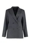 A.p.c. Houndstooth Longline Blazer Double Back Slit In Gray