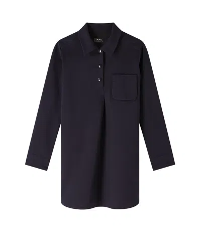 A.p.c. A. P.c. Maitena Dress 34 Navy Blue In Animal Print