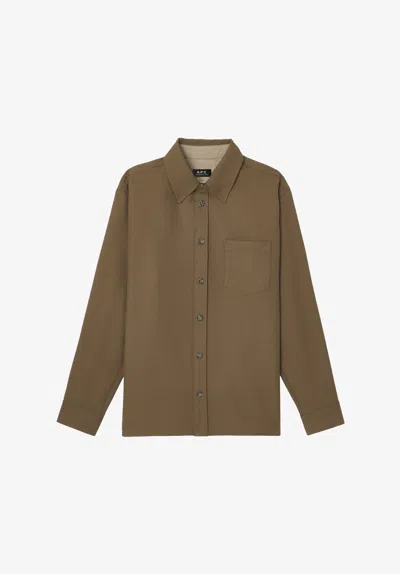 A.p.c. A. P.c. Malaury Jacket L Khaki Green In Brown