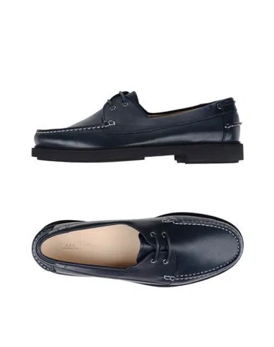 Apc A. P.c. Man Loafers Midnight Blue Size 8 Soft Leather