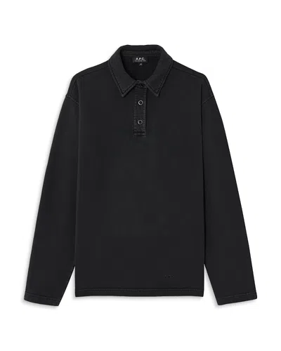 Apc A. P.c Manches Long Sleeve Polo Shirt In Black