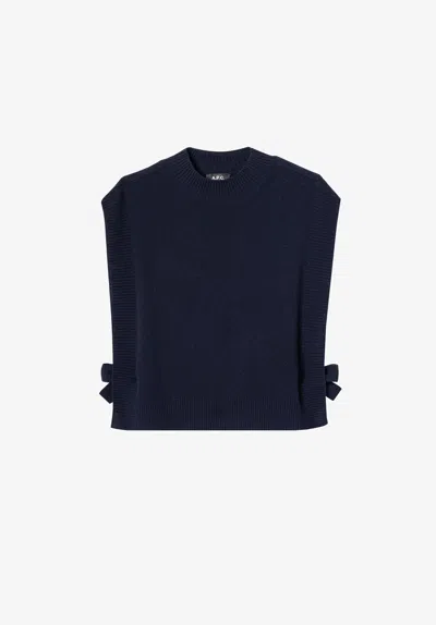 A.p.c. A. P.c. Mathilde Sleeveless Sweater Xs Navy Blue