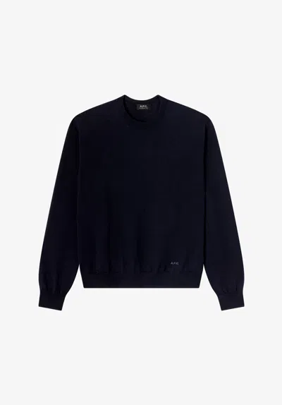 A.p.c. Matthieu Logo-print Crew-neck Sweater In Black