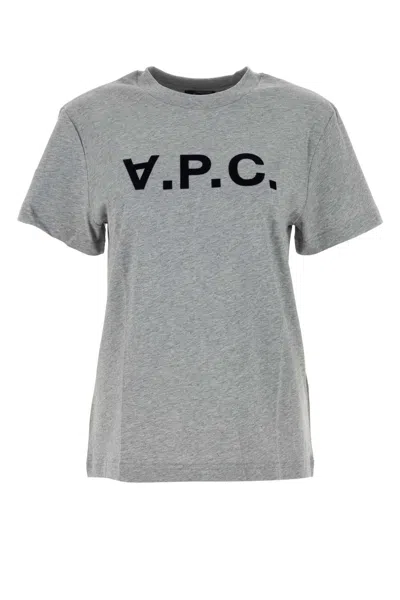 A.p.c. A. P.c. Melange Cotton T-shirt In Gray