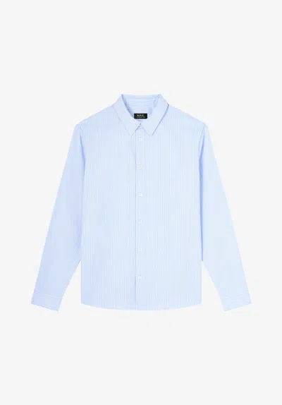 A.p.c. A. P.c. Men's Clément Sans Poche Shirt Size: Large In Blue
