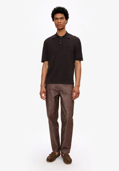A.p.c. A. P.c. Men's Colin Polo Shirt Size: Large In Brown