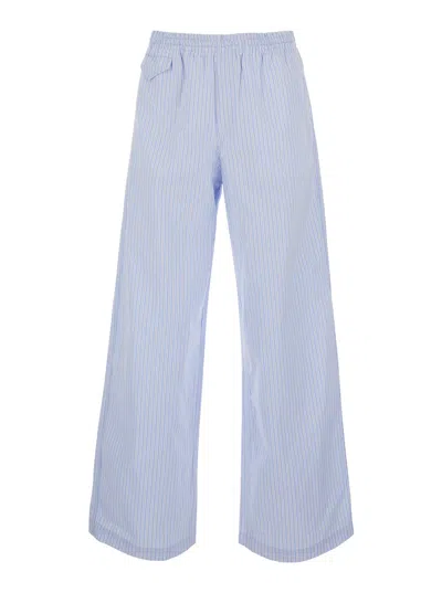A.p.c. A. P.c. Men's Cotton Elastic Waist Straight Tapered Pants With Front Pockets In Blue