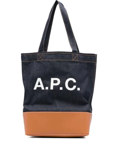 A.p.c. A. P.c. Men Denim Logo-detail Denim Tote In Blue