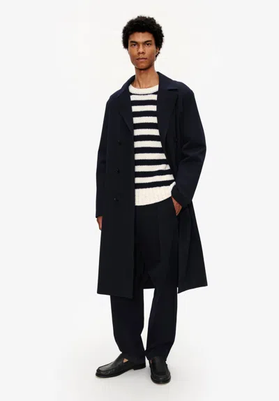 Apc A. P.c. Men's Double-breasted Coat Size: Extra Small In Dark Navy Blue In Black