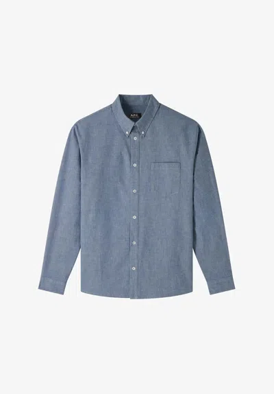 A.p.c. A. P.c. Men's Edouard Brodé Shirt Size: Extra Large In Indigo In Blue