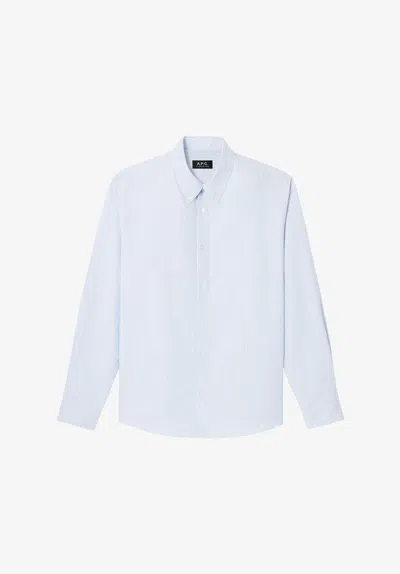 A.p.c. A. P.c. Men's Greg Shirt Size: Large In Blue