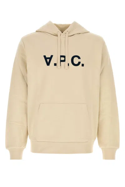 A.p.c. A. P.c. Men Light Beige Logo Hoodie In Neutral