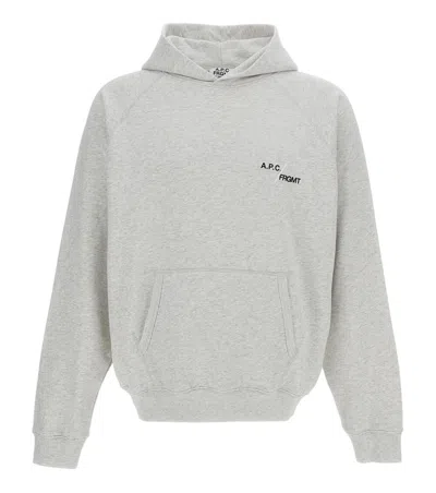 A.p.c. Light Grey Logo Hoodie In Gray