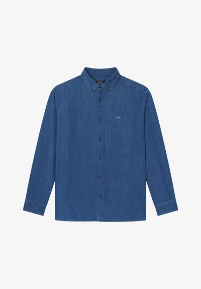 A.p.c. A. P.c. Men's Mathias Shirt Size: Extra Large In Blue