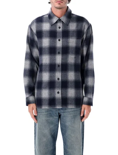 A.p.c. Long-sleeved Plaid Shirt In Blue