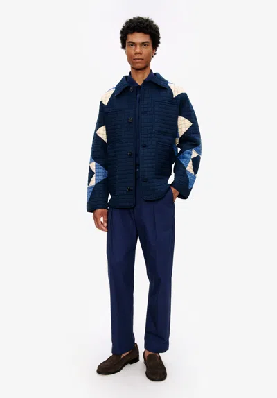 Apc A. P.c. Men's Quilted Jacket Size: Medium In Dark Indigo In Blue