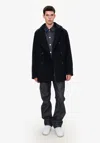 Apc A. P.c. Men's Recycled Wool Pea Coat Size: Medium In Dark Navy Blue In Multi