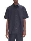 Apc Cotton Polka-dot Shirt In Dark Navy
