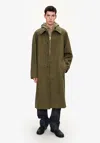 Apc A. P.c. Men's Solid-colour Coat With Raglan Sleeves Size: Extra Large In Heather Green In Green