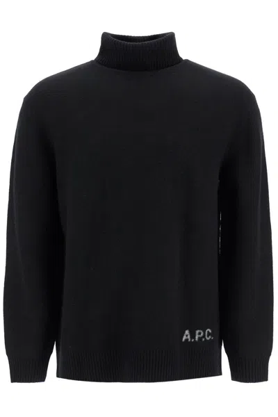 Apc A.p.c. Merino Wool Sweater With High Neck And Luxurious Finish In Black