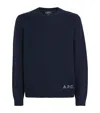 Apc Merino Wool Edward Logo Sweater In Blue