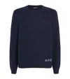 A.p.c. A. P.c. Merino Wool Edward Logo Sweater In Blue