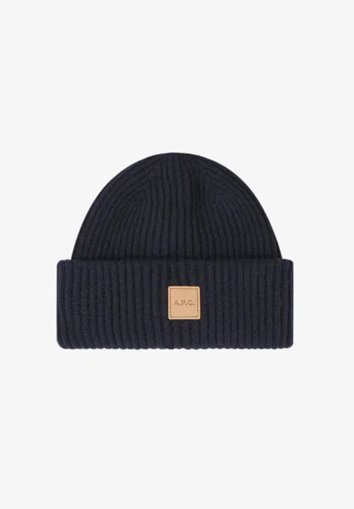 A.p.c. A. P.c. Michele Knit Beanie S/m Navy Blue