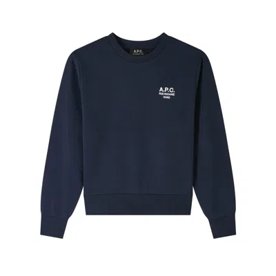 A.p.c. A. P.c. Mini Faux Leather Boxy Sweatshirt In Dark Navy/ecru