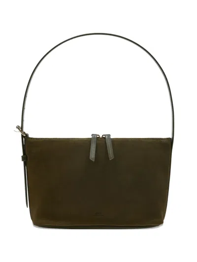 Apc A. P.c. Mini Leather Bag With Top Handle - 17 Cm X 30 Cm In Green