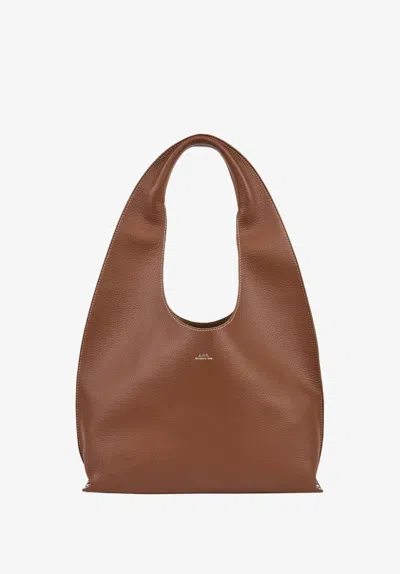 A.p.c. A. P.c. Mini Leather Clutch With Studded Detail In Noisette