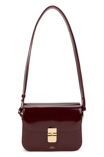 A.p.c. A. P.c. Mini Leather Shoulder Handbag In Burgundy