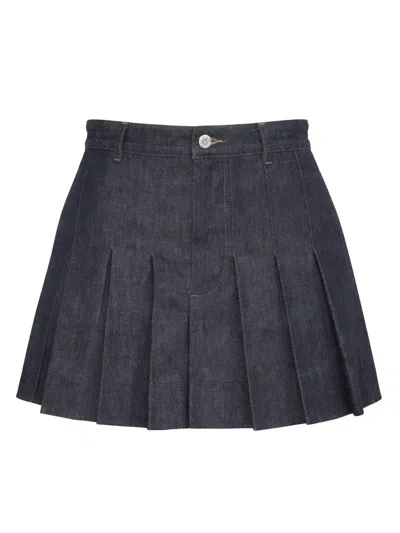 Apc A.p.c. Women Mini Pleated Skirt In Blue