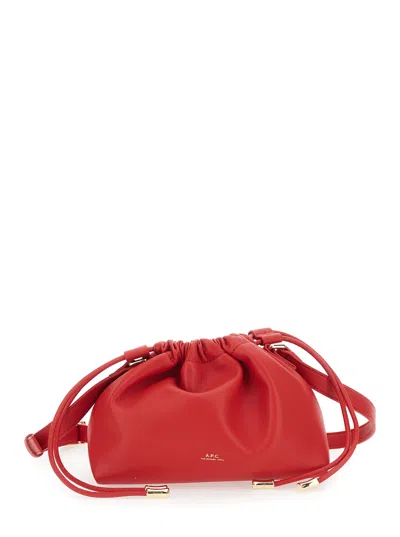A.p.c. A. P.c. Mini Red Crossbody Handbag With Engraved Front Logo And Adjustable Ecoleather Strap