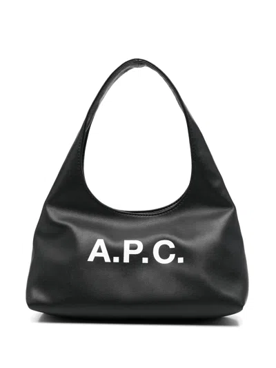 A.p.c. A. P.c. Mini Structured Bag With Magnetic Closure, Two Handles, Front Logo & Interior Pocket (13 Cm  In Brown