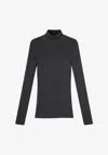 A.p.c. A. P.c. Narrow-rib Turtleneck Sweater Xl Charcoal Grey In Black