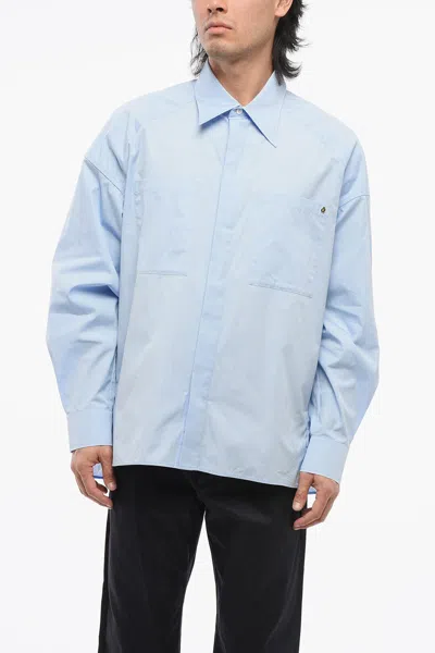 Apc A. P.c. Natacha Ramsay-levi Poplin Cotton Shirt With Double Breast P In Blue
