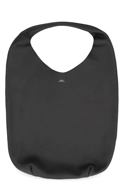 A.p.c. A. P.c. Neige Grainy Leather Handbag With Suede Lining, Top Handle - 36 X 54 X 9 Cm In Black