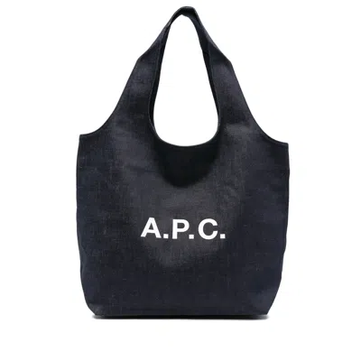 Apc A. P.c. Ninon Logo-print Tote Bag In Blue