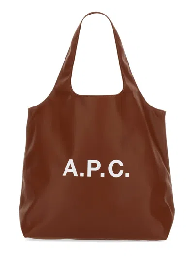 A.p.c. A. P.c. Ninon Mini Tote Handbag - 35 Cm X 37 Cm X 16 Cm In Brown