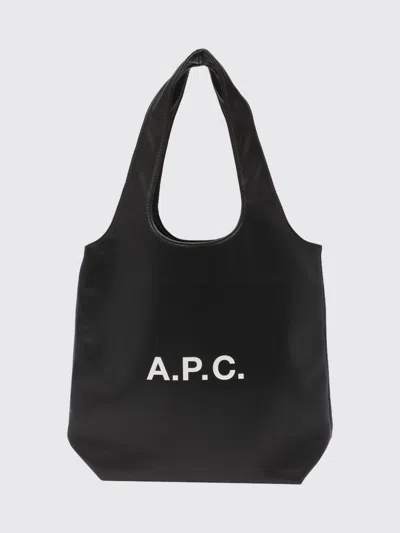 A.p.c. A. P.c. Ninon Synthetic Leather Tote Bag With Double Handle And Printed Logo In Black
