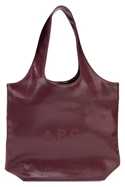 A.p.c. A. P.c. Ninon Tote Handbag With Spacious Shape And Long Handles In Burgundy