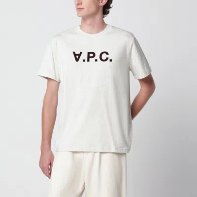 A.p.c. A. P.c. Organic Cotton Velvet-effect Logo Grand Vpc Crewneck T-shirt In White