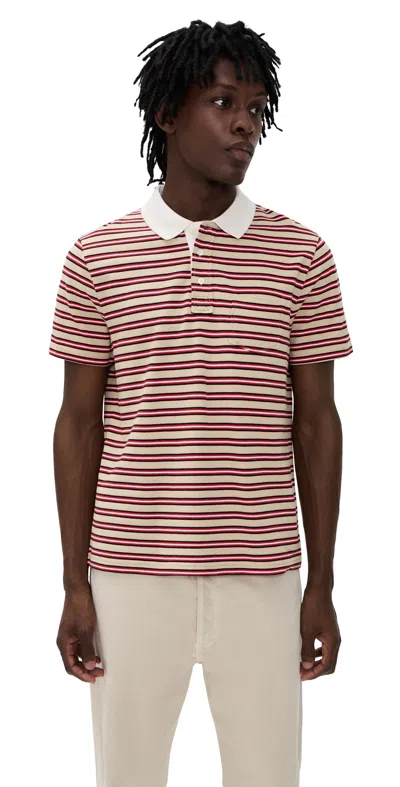Apc A. P.c. Oscar Striped Polo Shirt Bac Dark Beige In Red