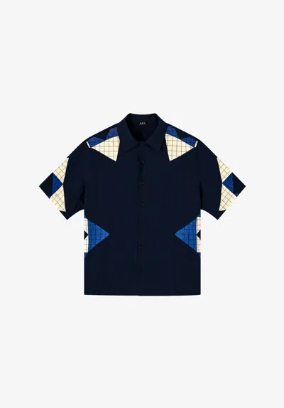 A.p.c. A. P.c. Patchwork Shirt S Indigo In Blue