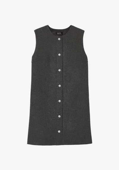 A.p.c. A. P.c. Pinafore Dress 38 Charcoal Grey In Gray