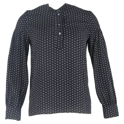 A.p.c. A. P.c. Polka Dot Long Sleeve Blouse In Black Silk In Blue